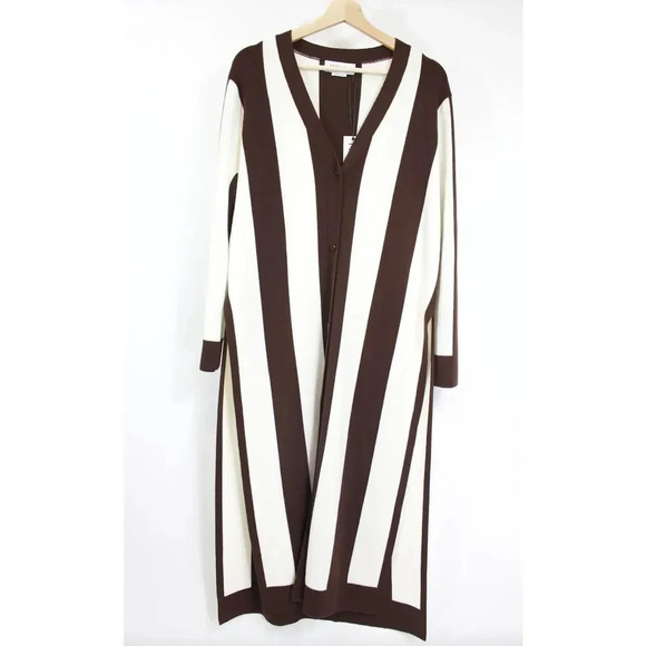 Monse Long Striped Wool Long Sleeves Cardigan Side Slits - Picture 4 of 9